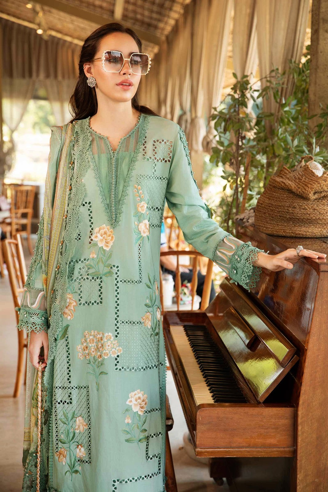 Maria.B Embroidered Chikankari Collection- Pista Green