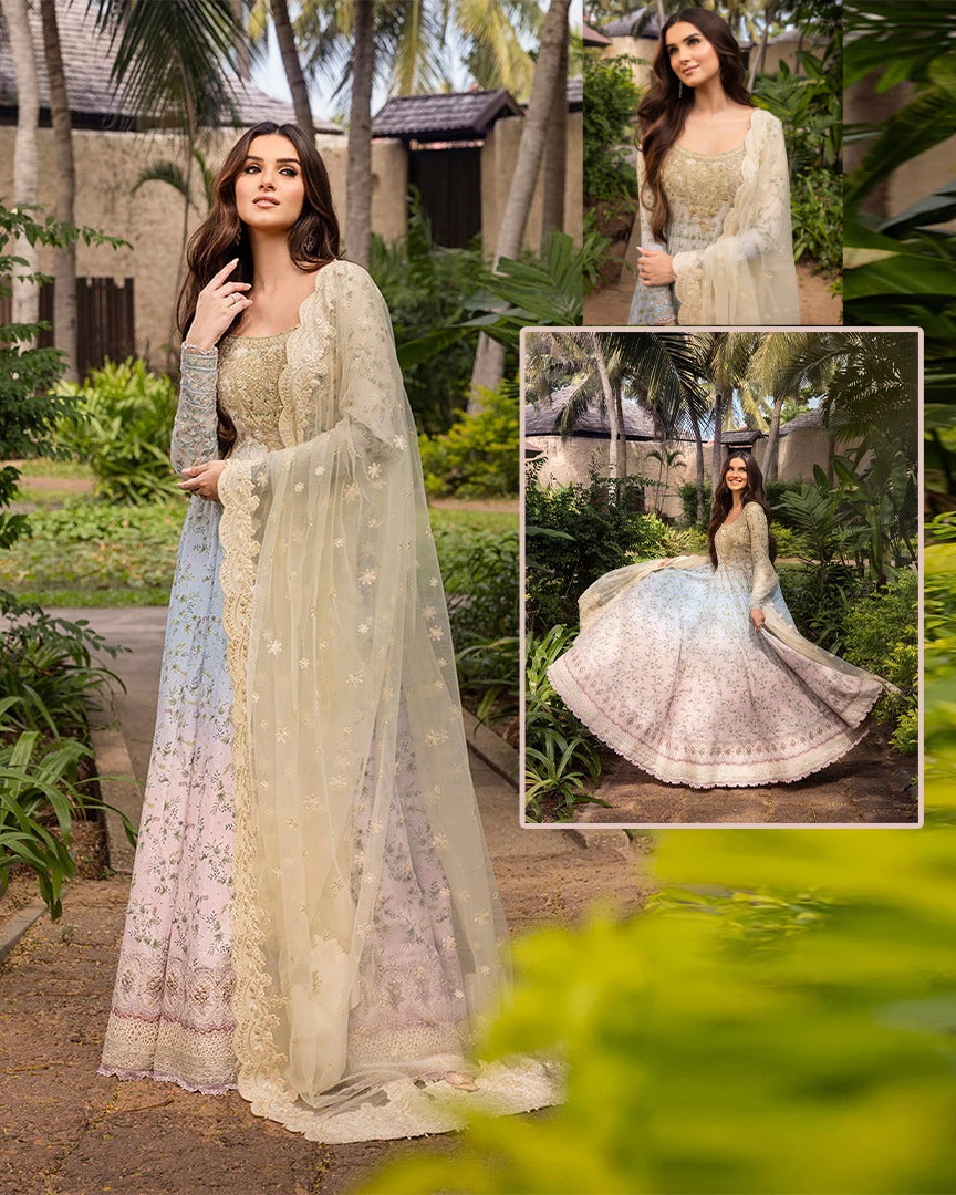 Faiza Saqlain Luxury Lawn Collection Maaxi - Triple Shaded