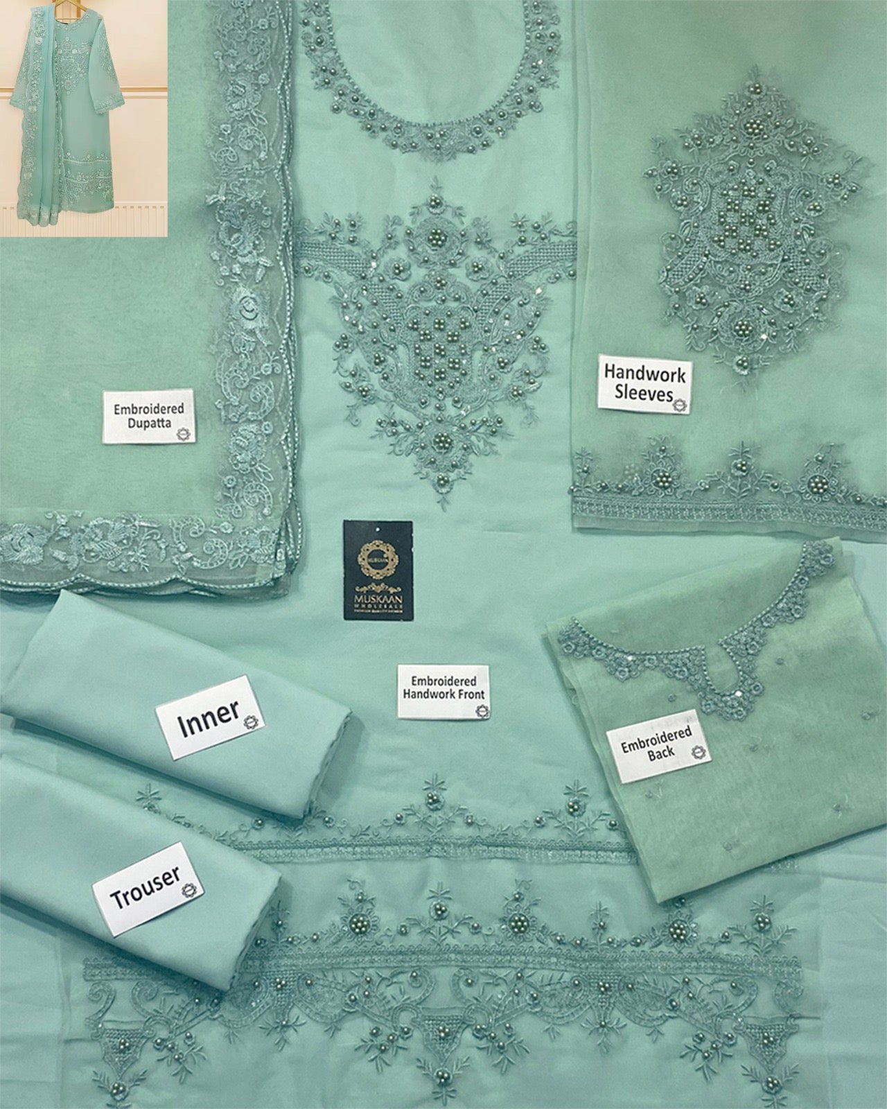 Agha Noor Exclusive Formal Collection- Light Seagreen