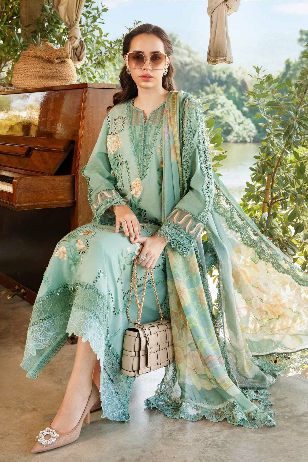 Maria.B Embroidered Chikankari Collection- Pista Green