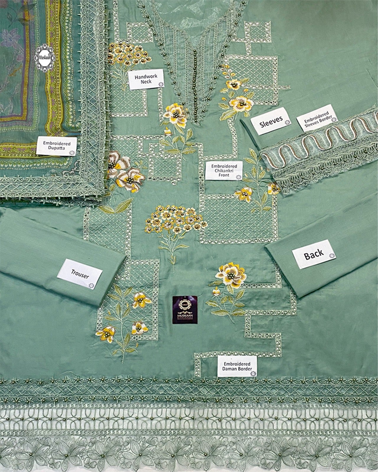 Maria.B Embroidered Chikankari Collection- Pista Green