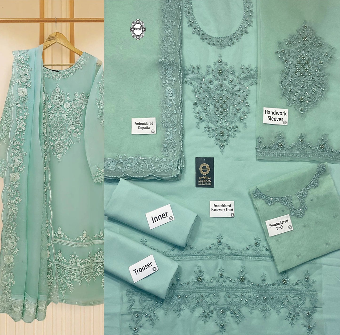 Agha Noor Exclusive Formal Collection- Light Seagreen