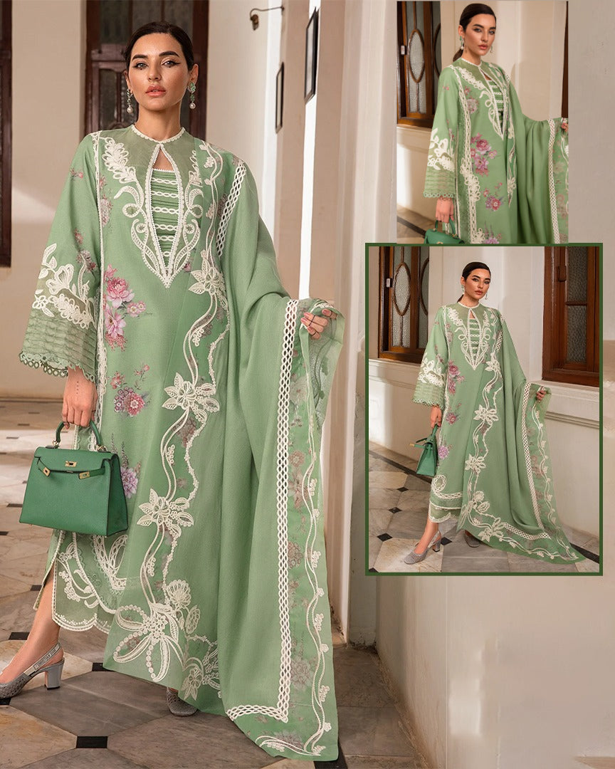 Crimson Summer Luxury Swiss Lawn Collection -Pista Green