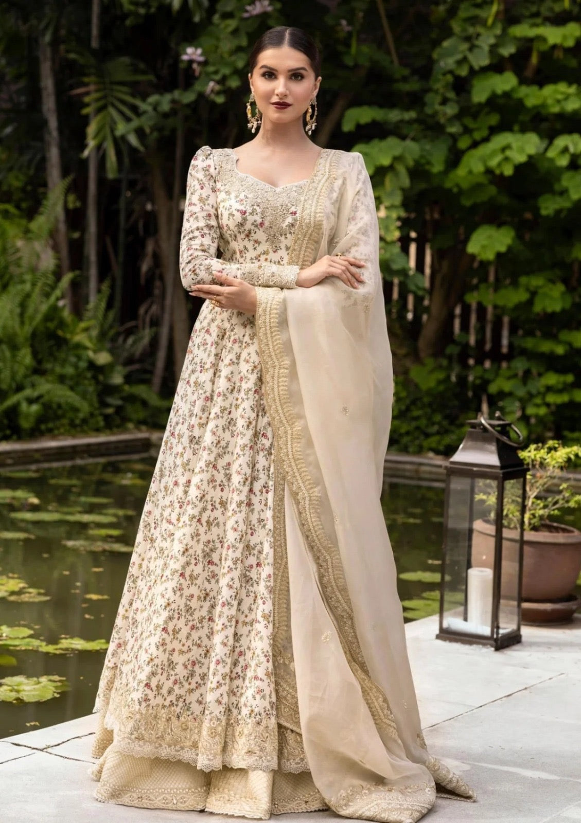 Faiza Saqlain Luxury Lawn Collection Maaxi - Pearl White