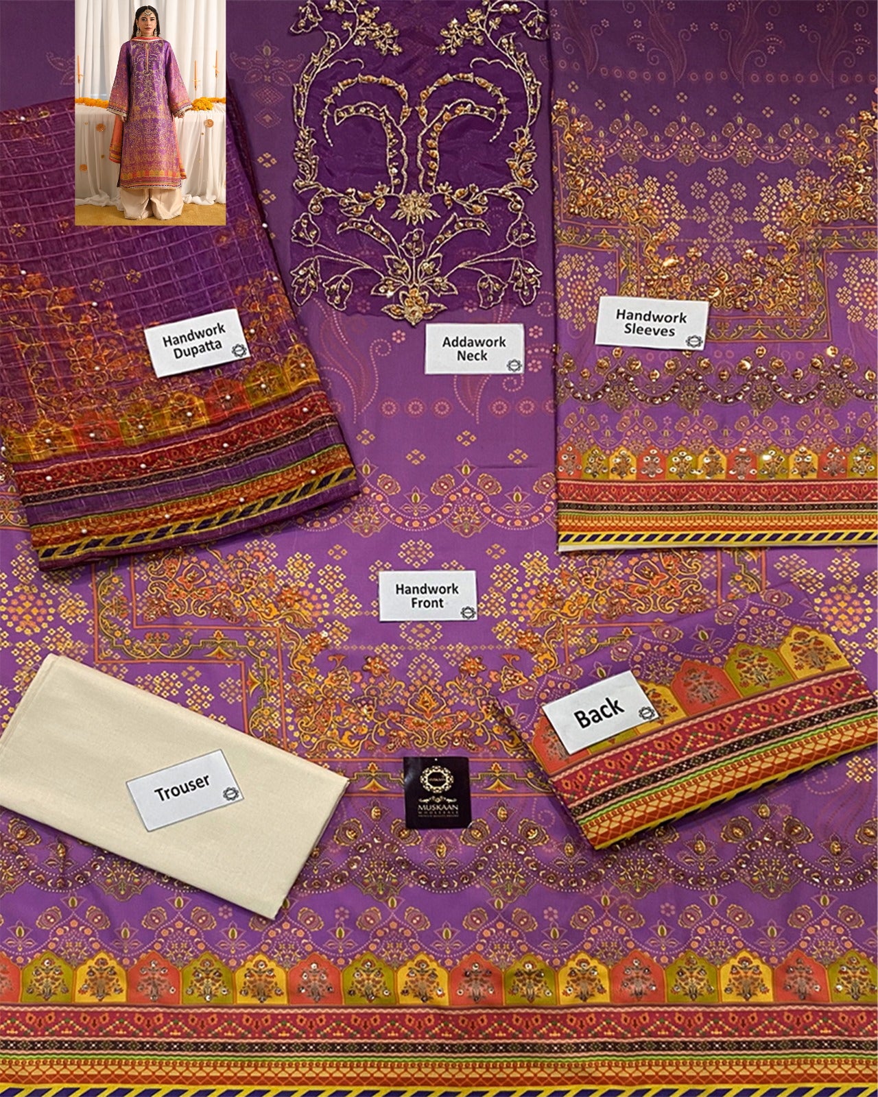 Ansab Jehangir Luxury Digital Printed Swiss lawn Collection - Purple Gold