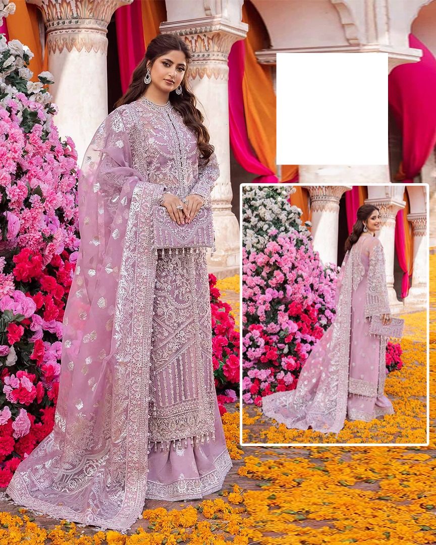 Kanwal Malik Embroidered Luxury Addawork Collection- Lilac