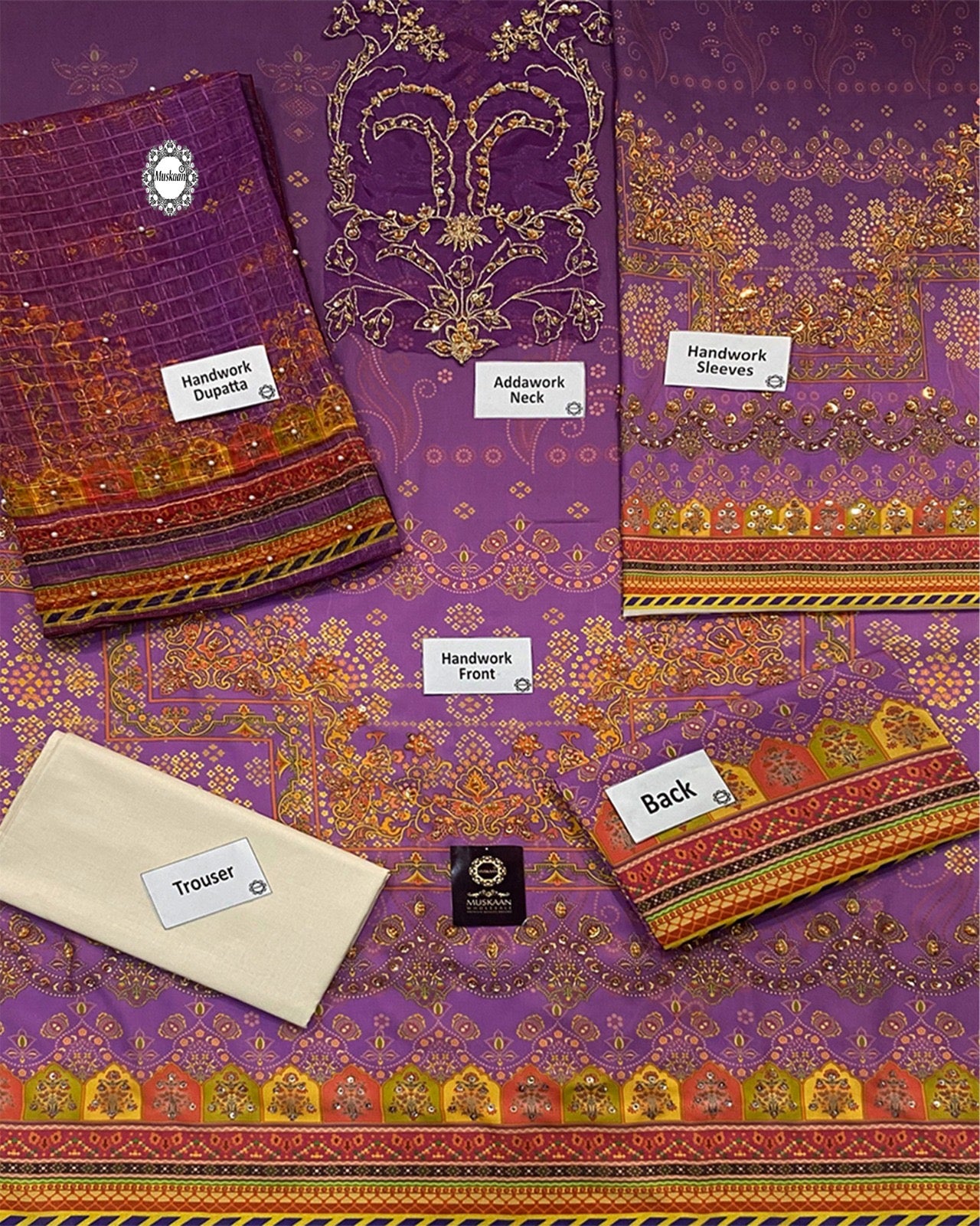 Ansab Jehangir Luxury Digital Printed Swiss lawn Collection - Purple Gold