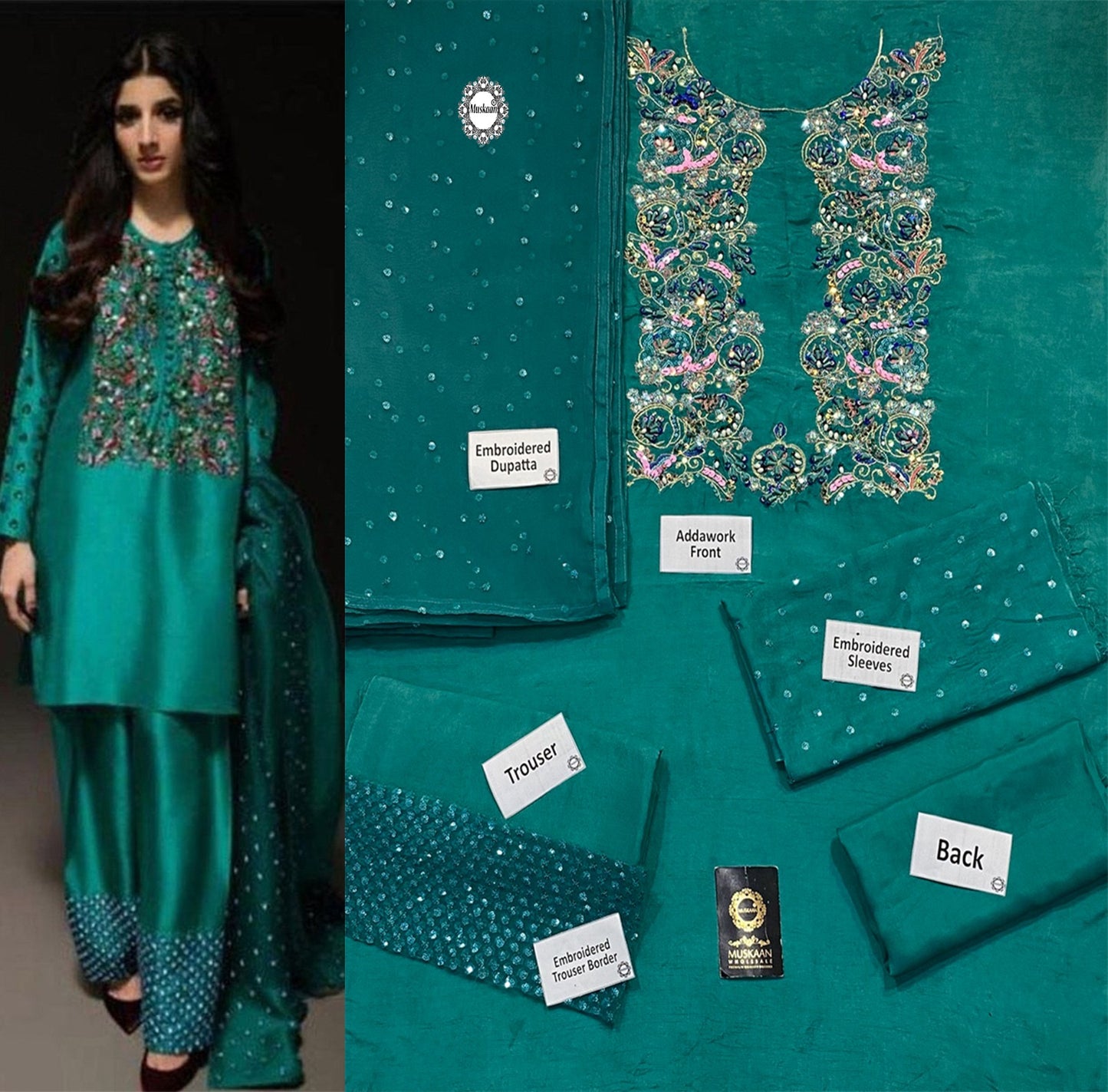 Muse Luxe Addawork Rawsilk Formal Wedding Collection- Seagreen
