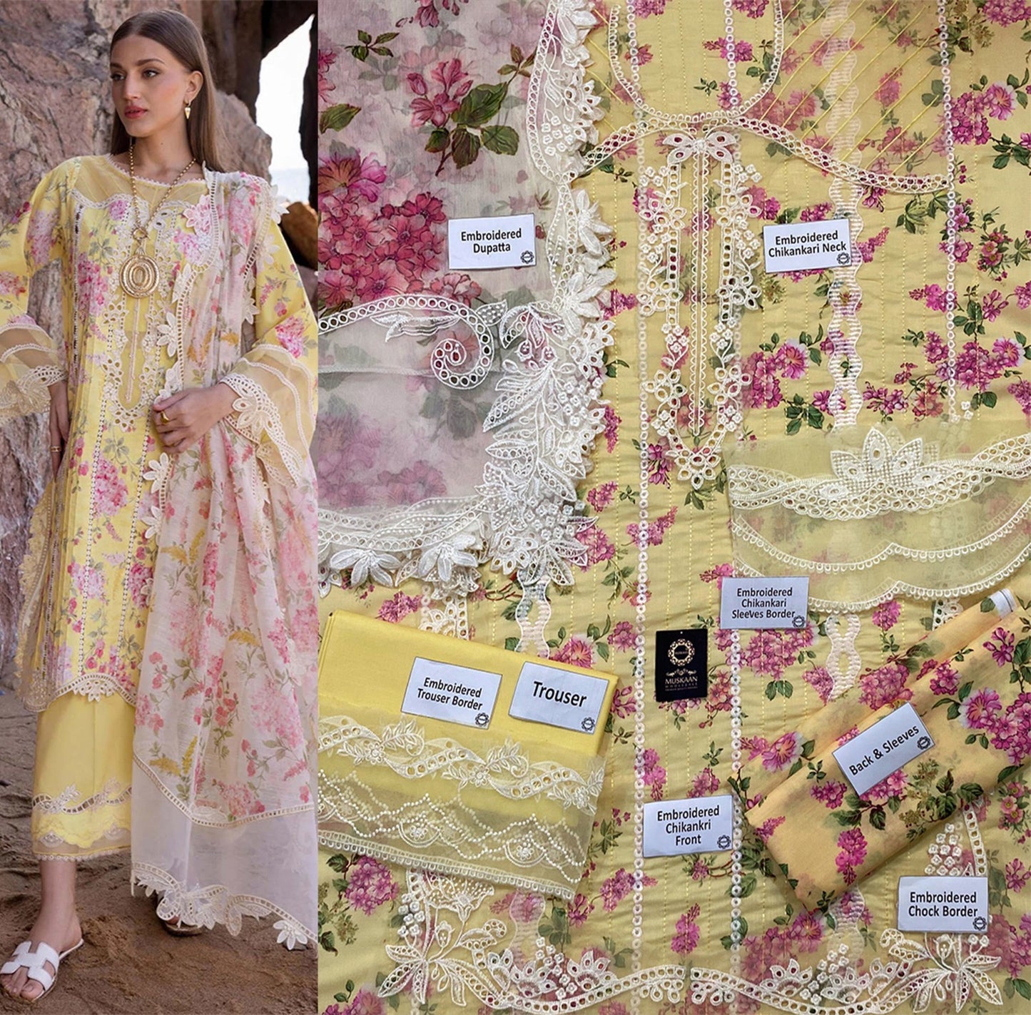 Flow By Crimson Luxury Lawn Collection Collection - Butter Yellow