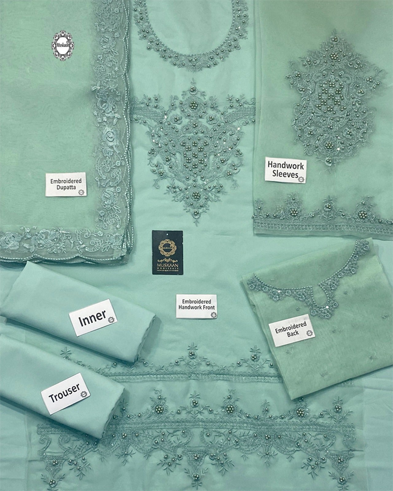 Agha Noor Exclusive Formal Collection- Light Seagreen