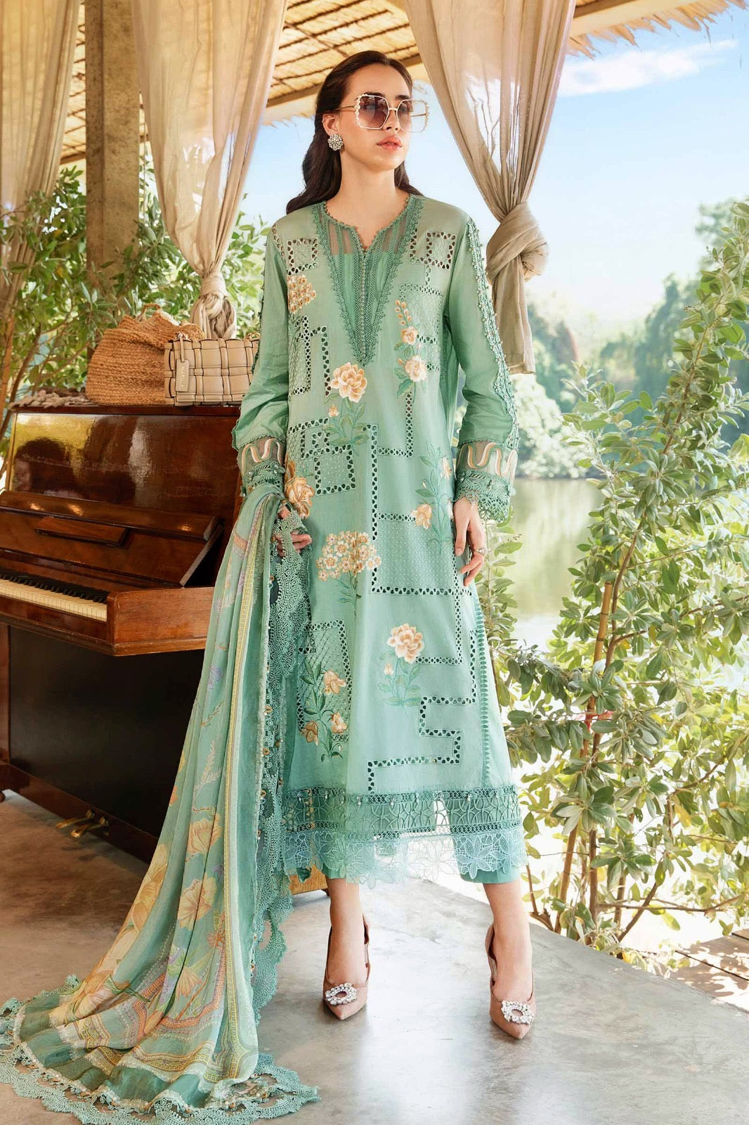 Maria.B Embroidered Chikankari Collection- Pista Green