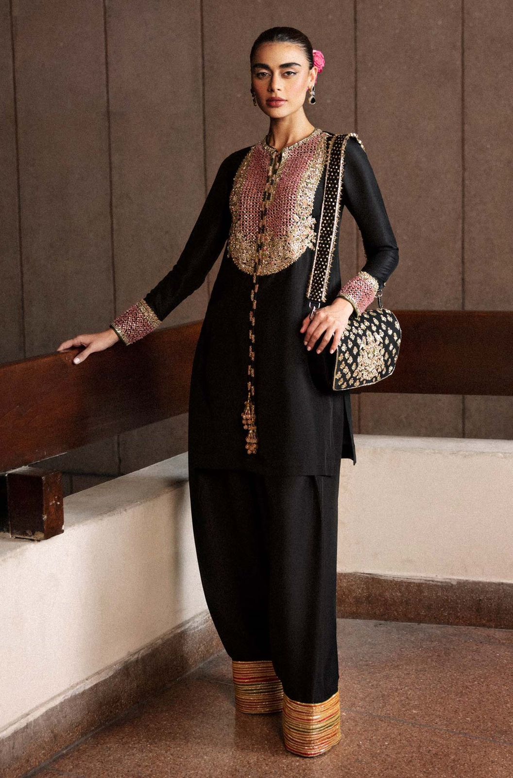 HUSSAIN REHAR FORMAL RAW SILK DRESS