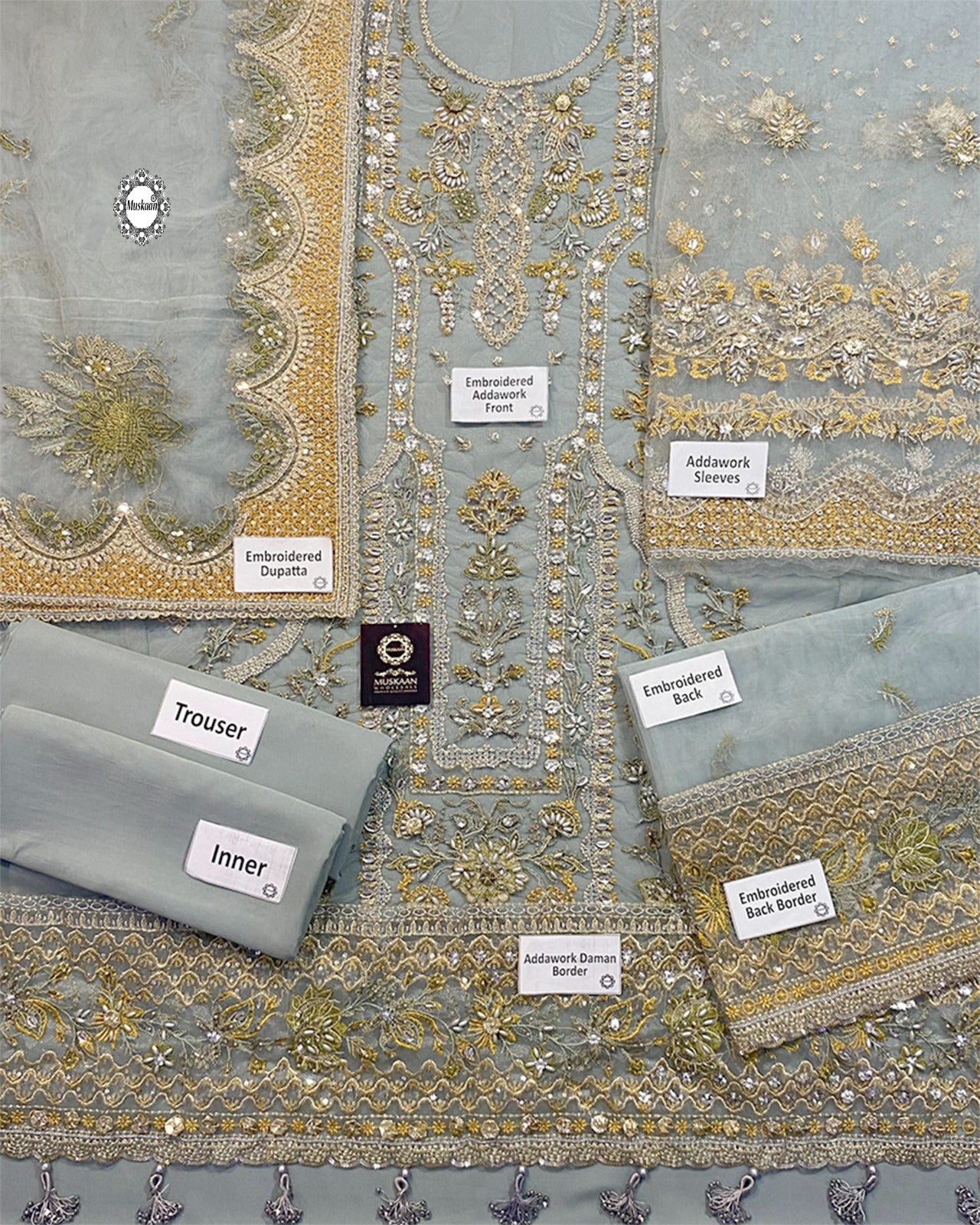 Elaan Embroidered Formal Wedding Collection – Sea Salt