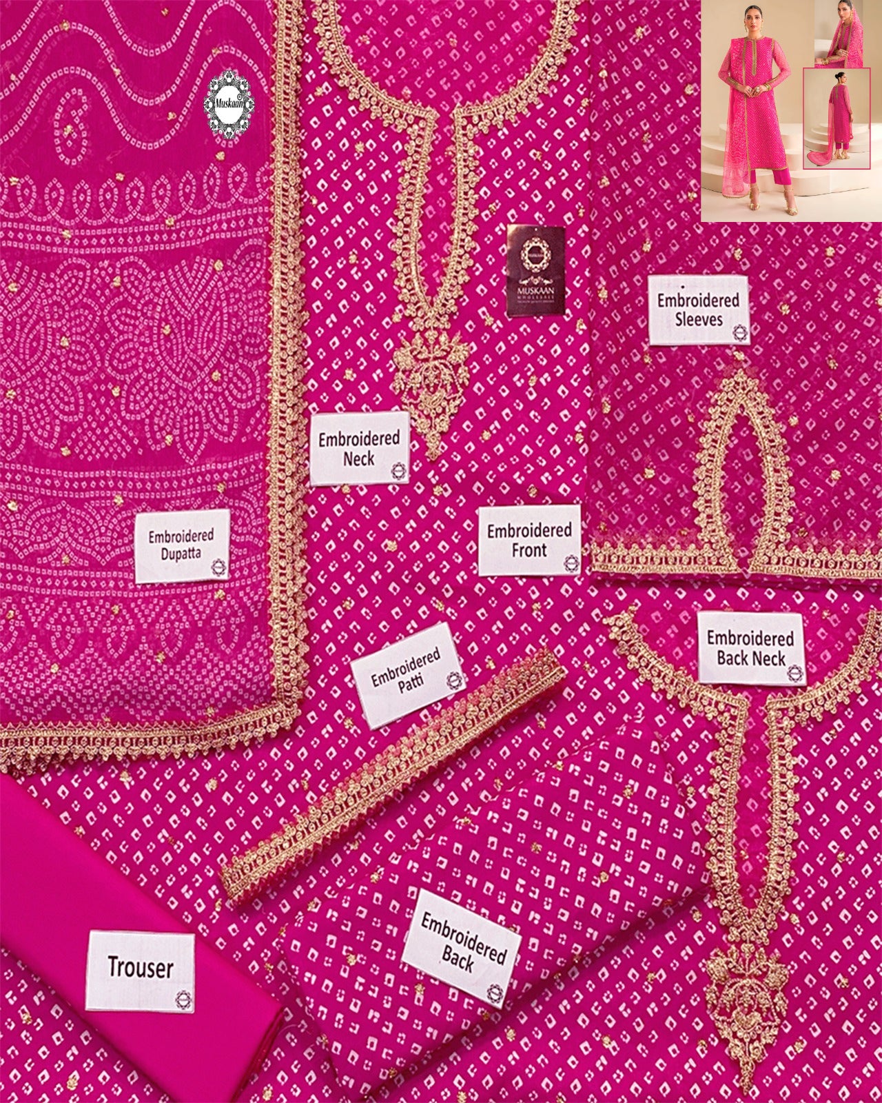Baroque Summer Swiss Lawn Formal Collection-Pink Chunri