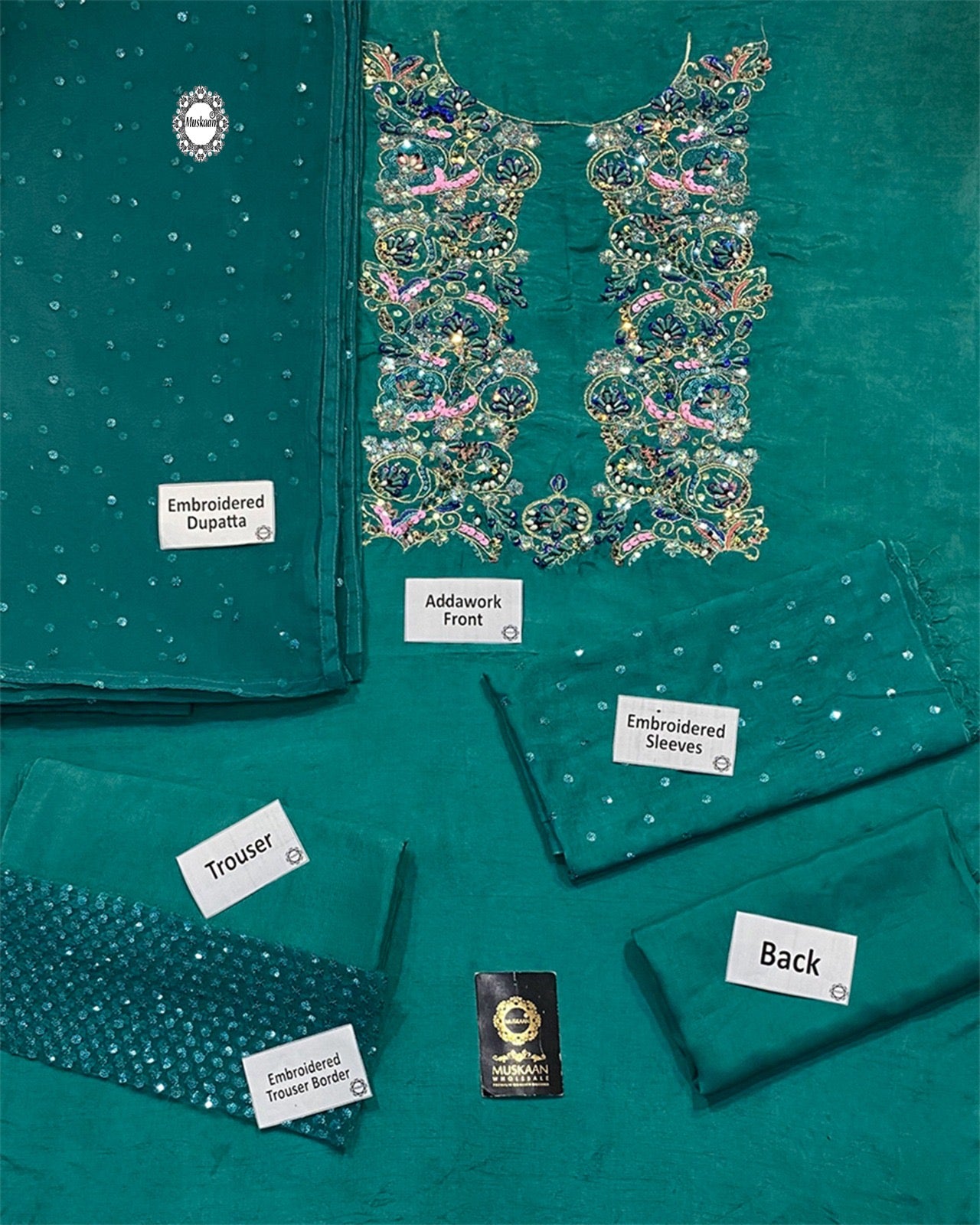 Muse Luxe Addawork Rawsilk Formal Wedding Collection- Seagreen
