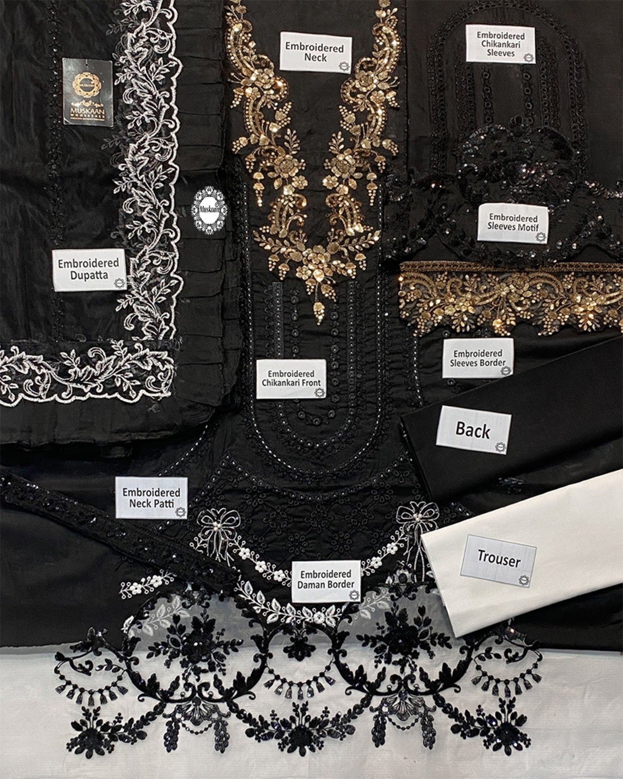Maria.B Embroidered Chikankari Luxury Lawn Collection- Black