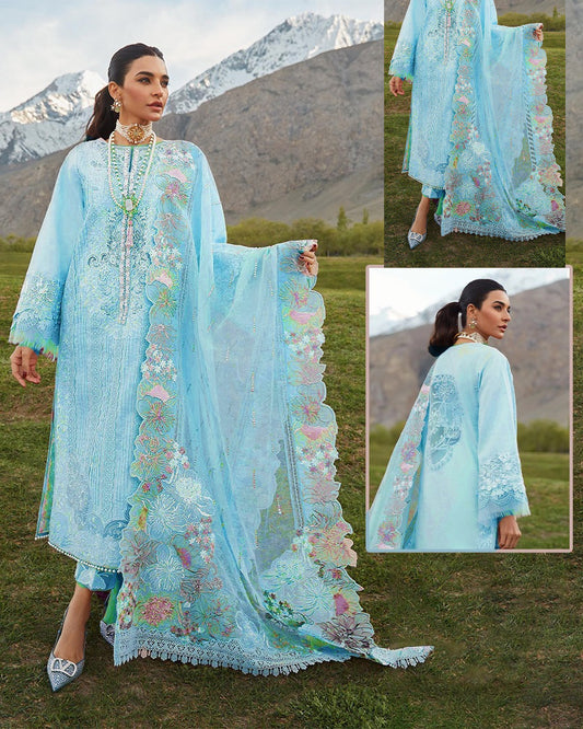 Crimson Embroidered Lawn Collection-SkyBlue