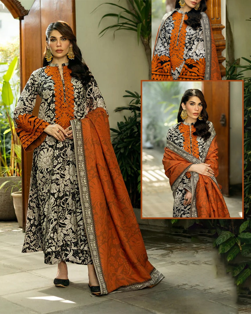 Zainab Chottani Summer Swiss Lawn Collection -Beige & Tangerine