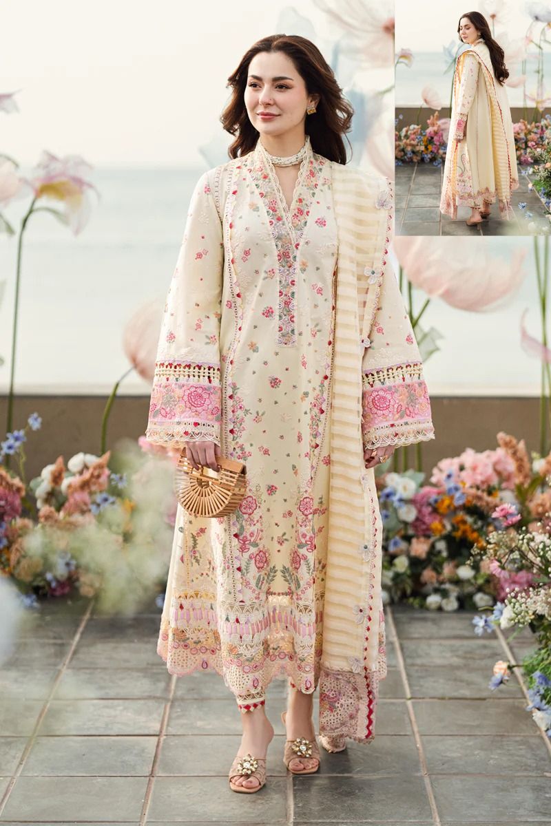 Qalamkar Sahil Luxury Chikankari Lawn Collection - Pastel Lemon