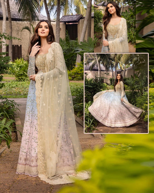 Faiza Saqlain Luxury Lawn Collection Maaxi - Triple Shaded