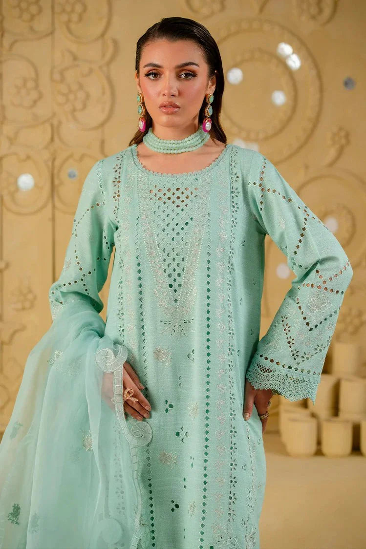 Nureh Embroidered Chikankari Luxury Lawn Collection- Sea Green