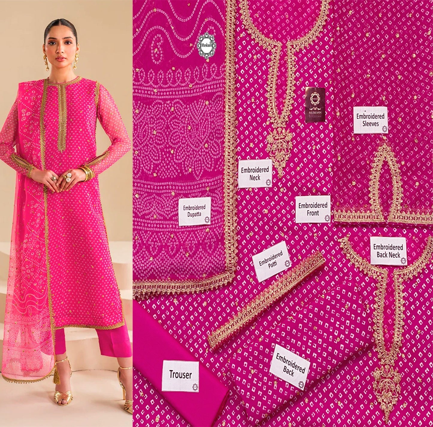 Baroque Summer Swiss Lawn Formal Collection-Pink Chunri