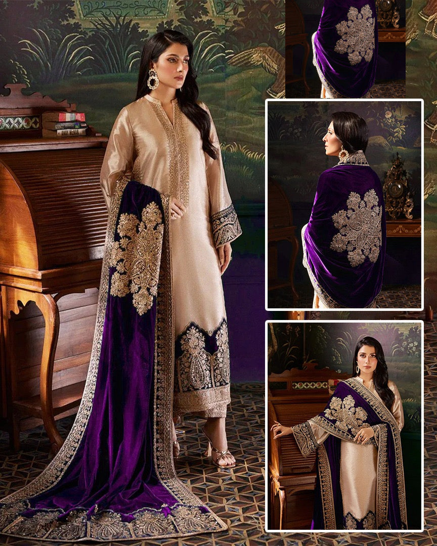 Zainab Chottani Velvet Festive Wedding Collection -Gold & Indigo