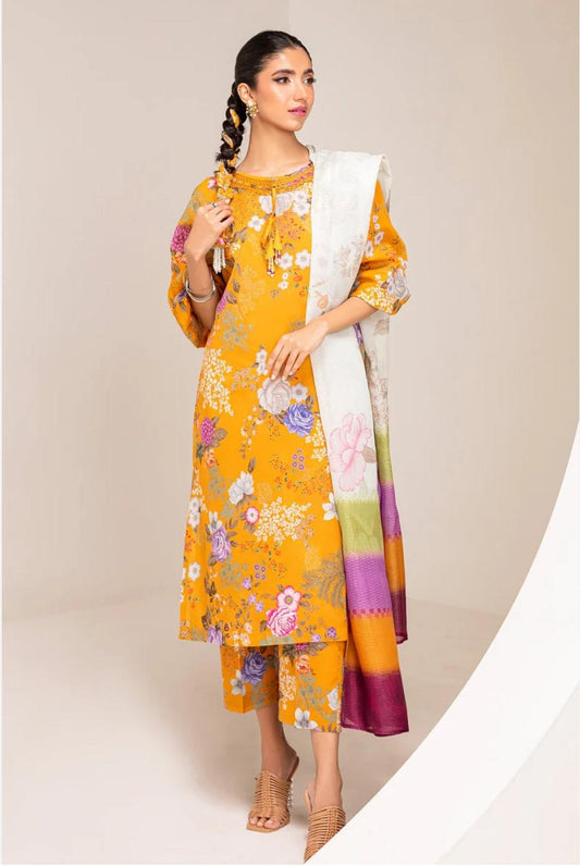 BAROOQUE LUXURY LAWN WITH DIGITAL PRINTED CHIFFON DUPATTA