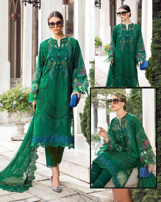 Maria.B Embroidered Chikankari Luxury Lawn Collection- Emerald Green