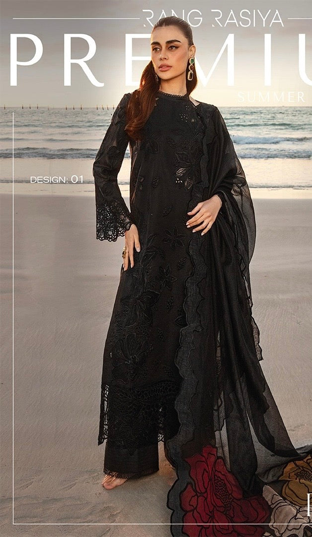 Rang Rasiya Luxury Chikankari Lawn Collection- Black