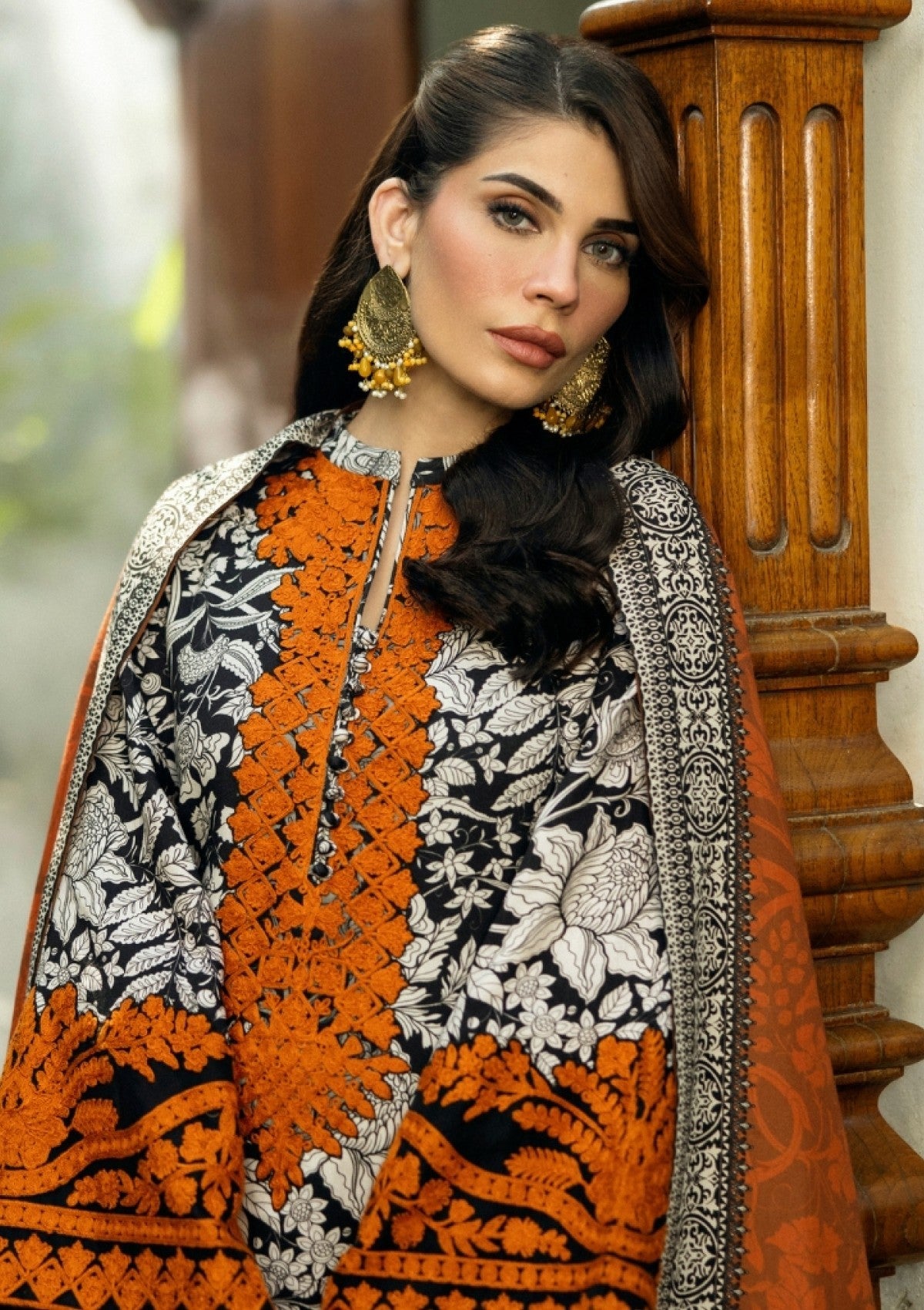 Zainab Chottani Summer Swiss Lawn Collection -Beige & Tangerine