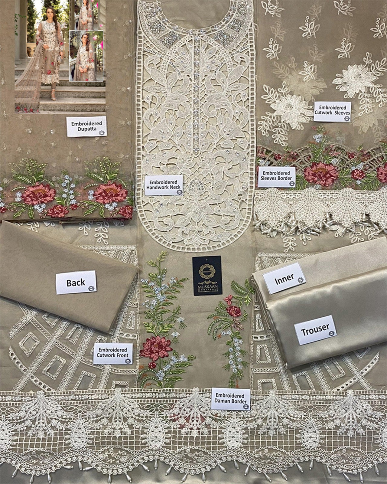Maria.B Embroidered Formal Wedding Collection- Burnt Sugar
