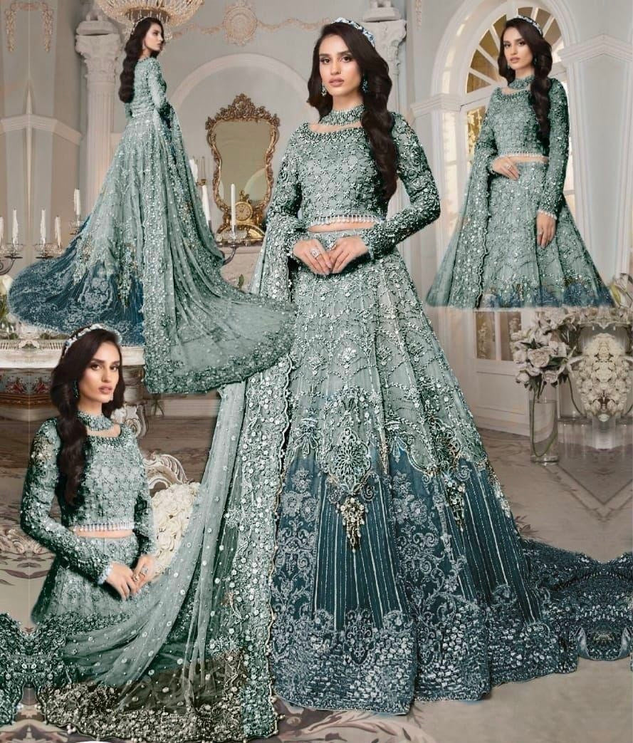 Maria b "Estelle"Bridal Couture Double Shades beautiful party wear Maxy
