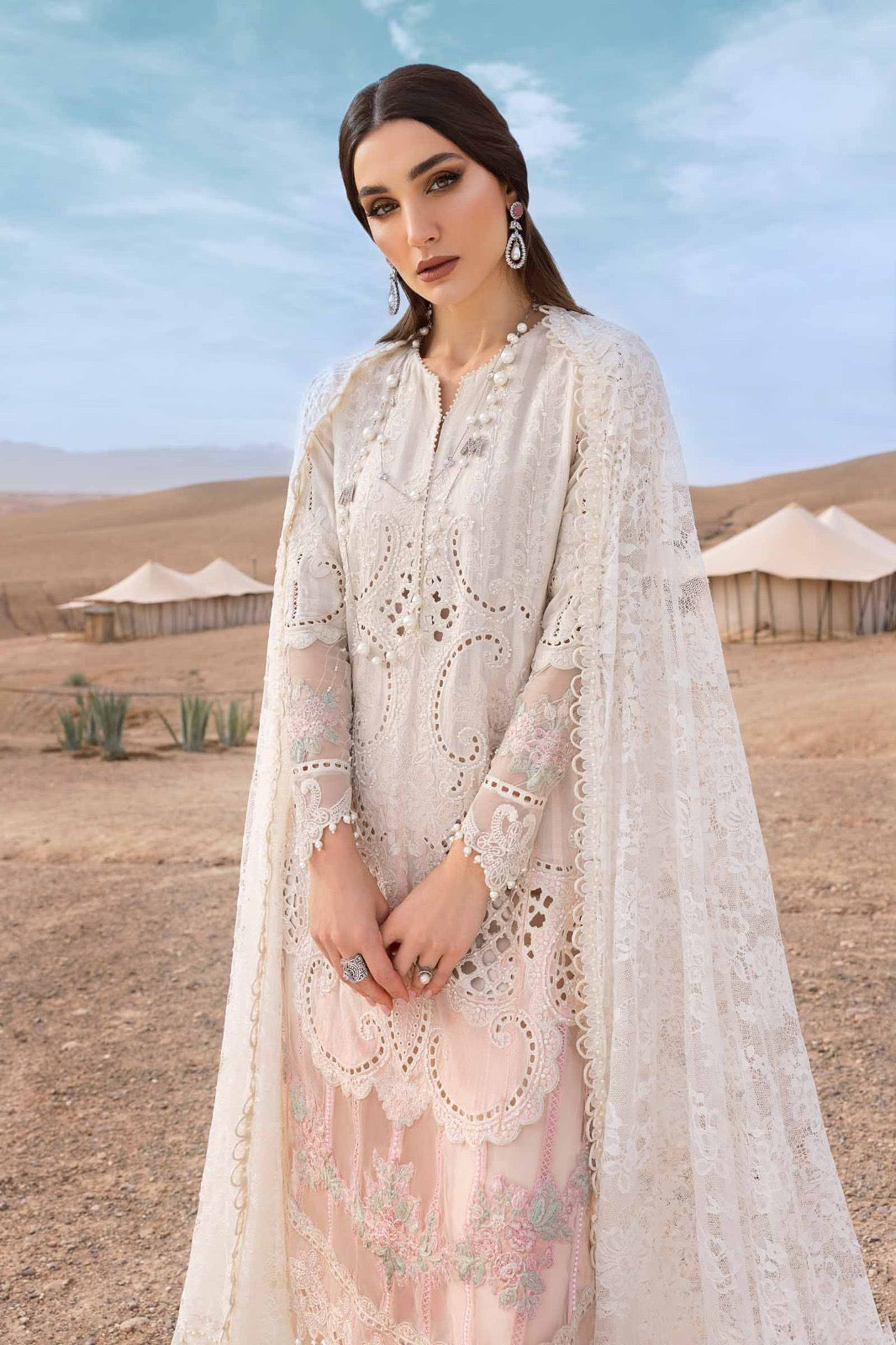 Maria.B Luxury Lawn Embroidered Chikankari Collection- Double Shaded