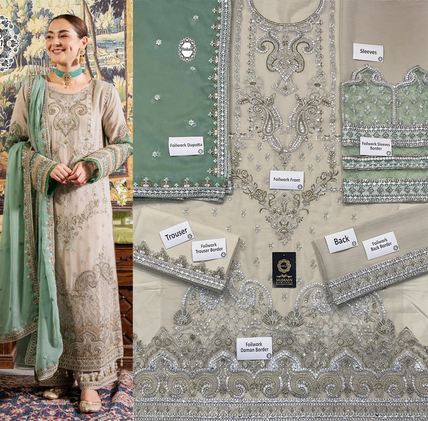 Imrozia Foilwork Formal Wedding Collection- Skin & Pista