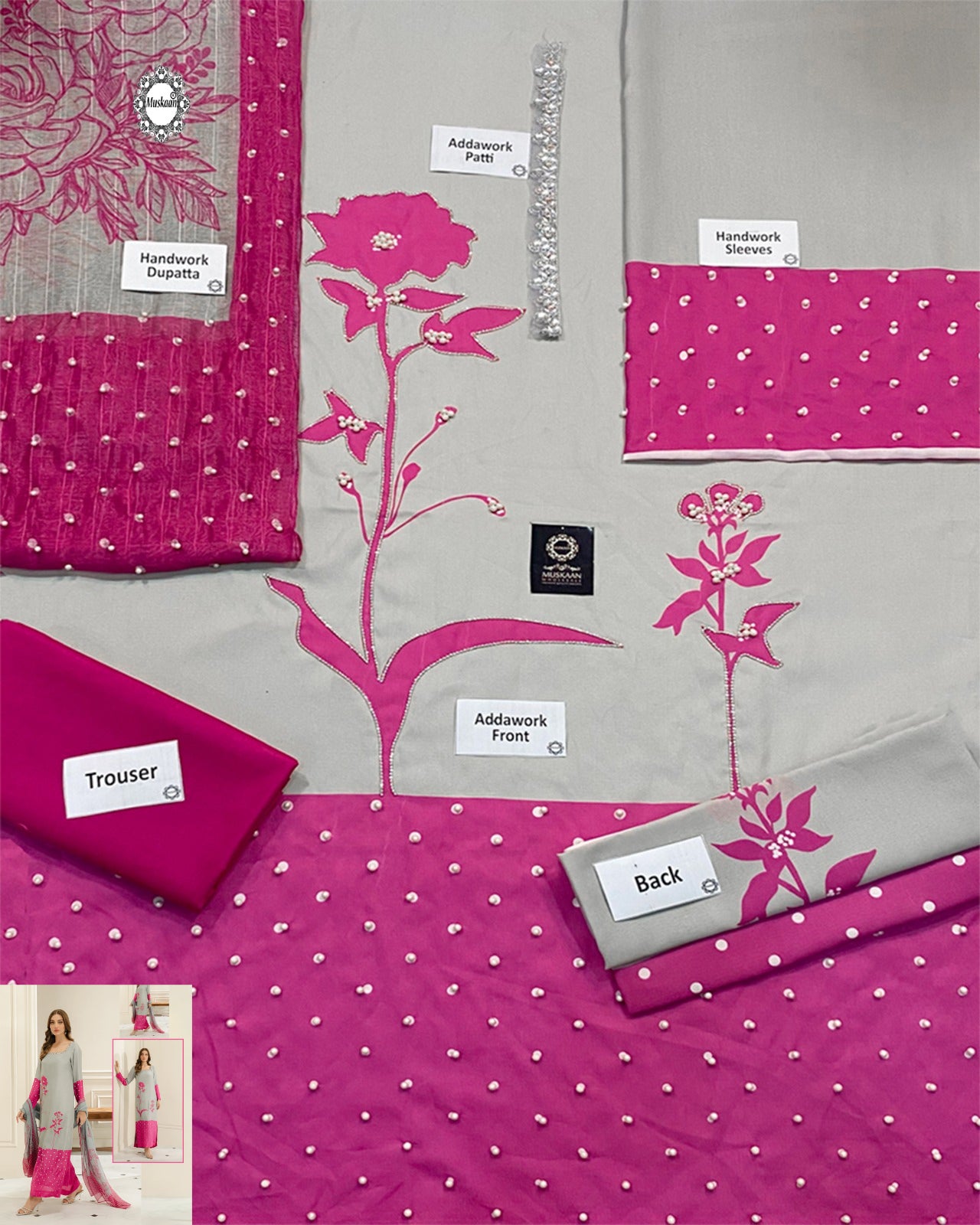 Lulusar Summer Swiss Lawn Digital Printed Collection -Grey & Pink