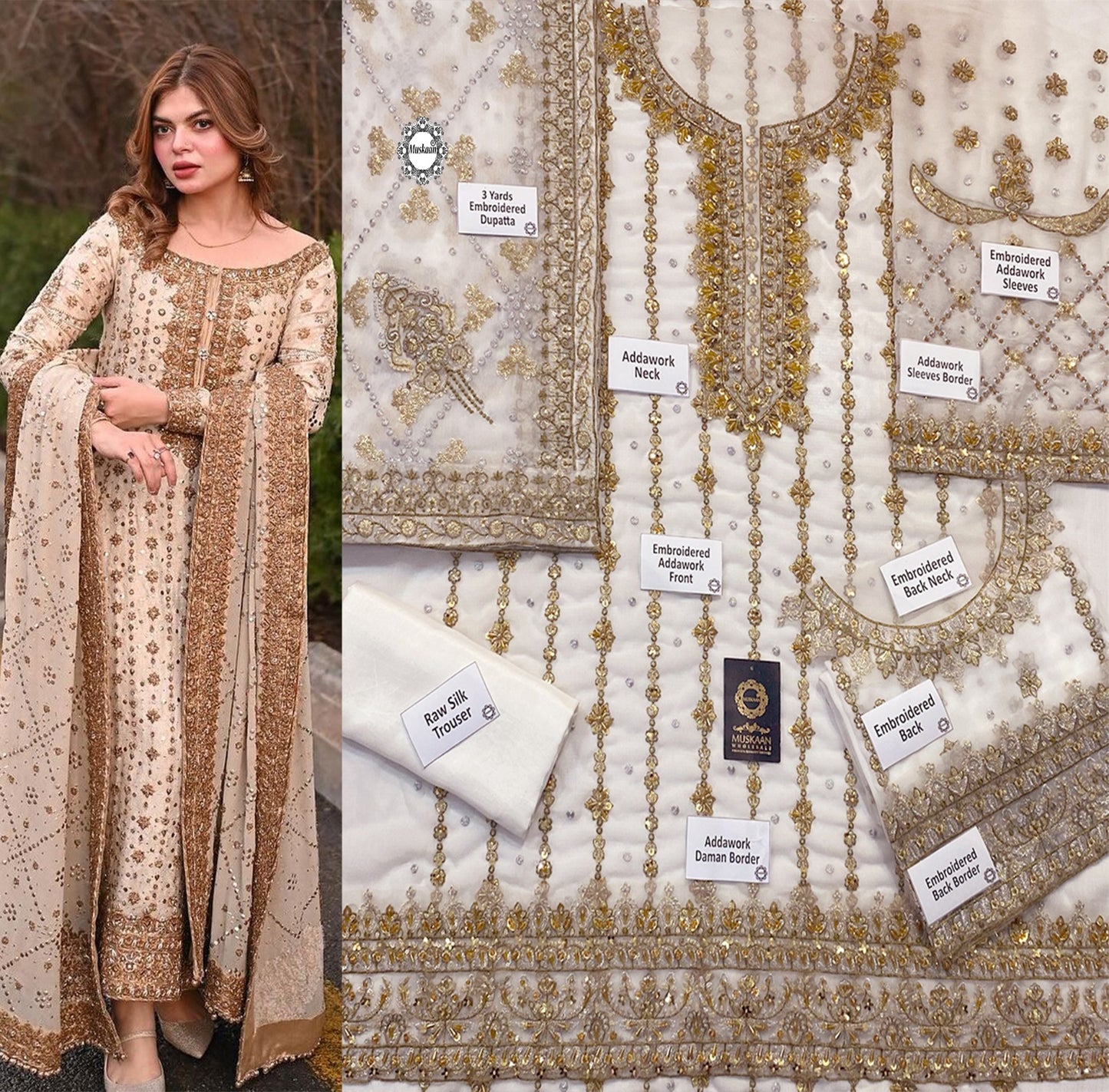 Haris Shakeel Exclusive Luxury Formal Wedding Collection- Off White