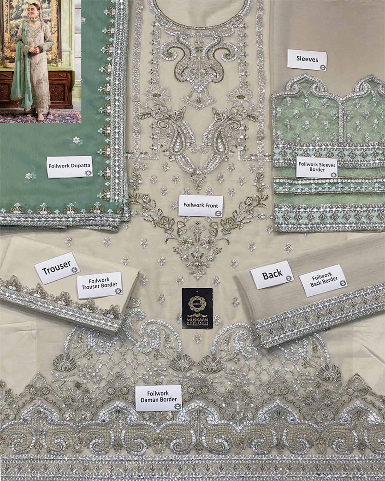 Imrozia Foilwork Formal Wedding Collection- Skin & Pista