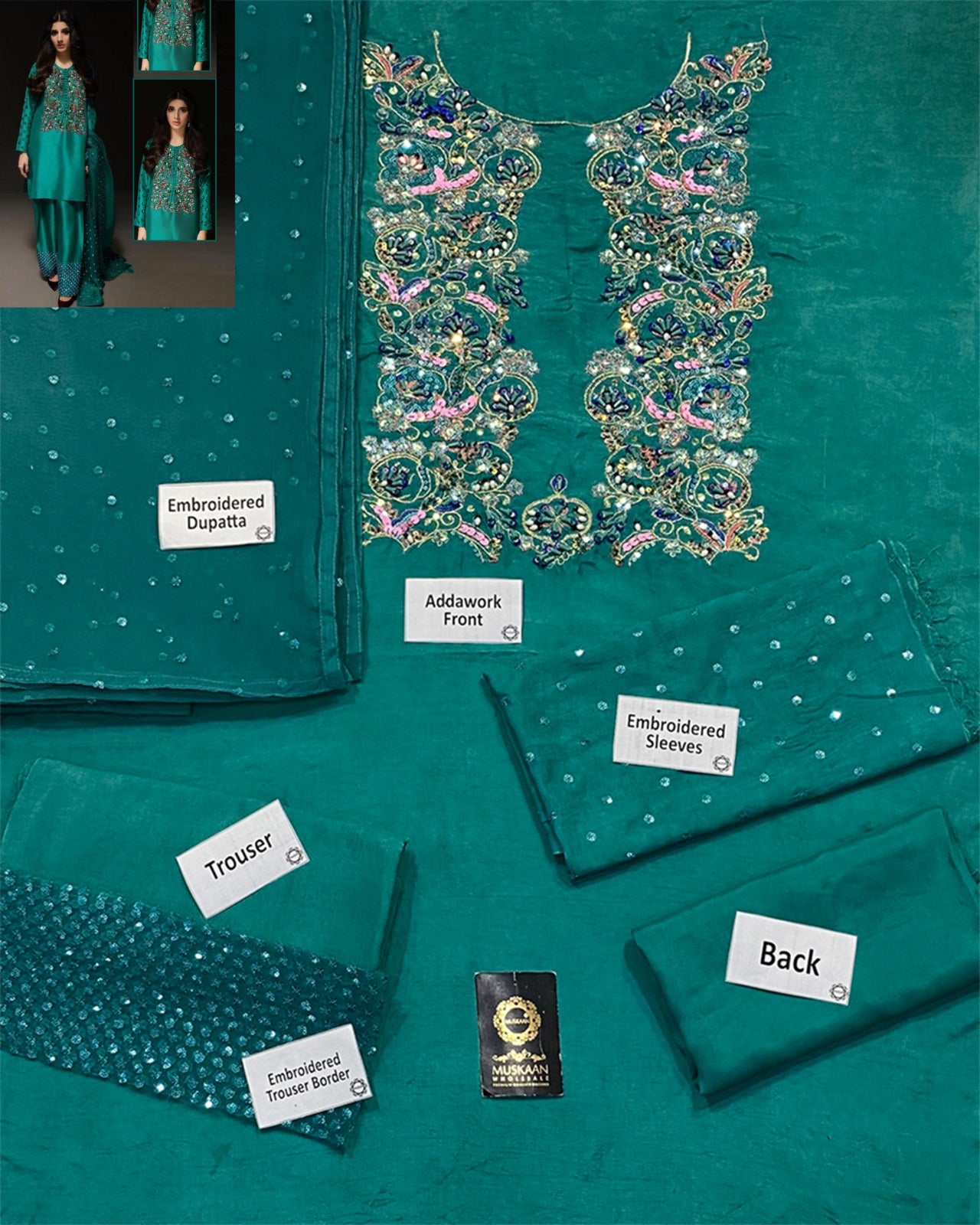 Muse Luxe Addawork Rawsilk Formal Wedding Collection- Seagreen