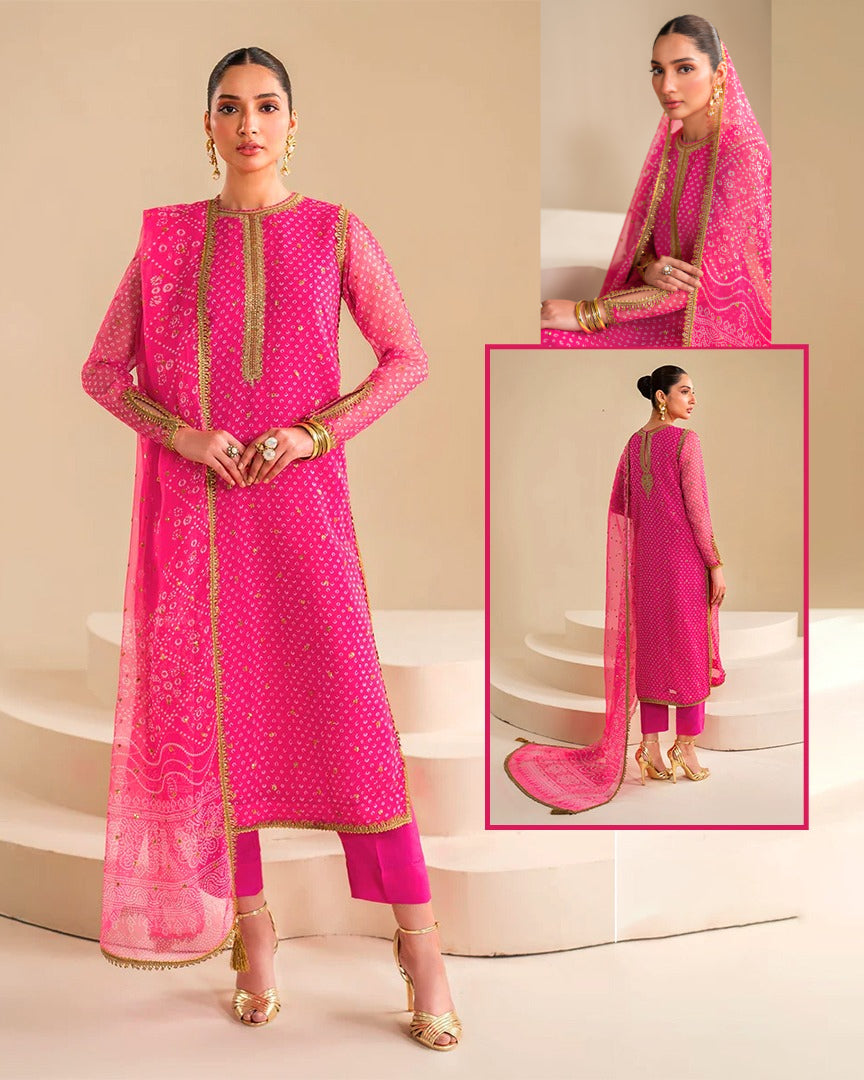 Baroque Summer Swiss Lawn Formal Collection-Pink Chunri