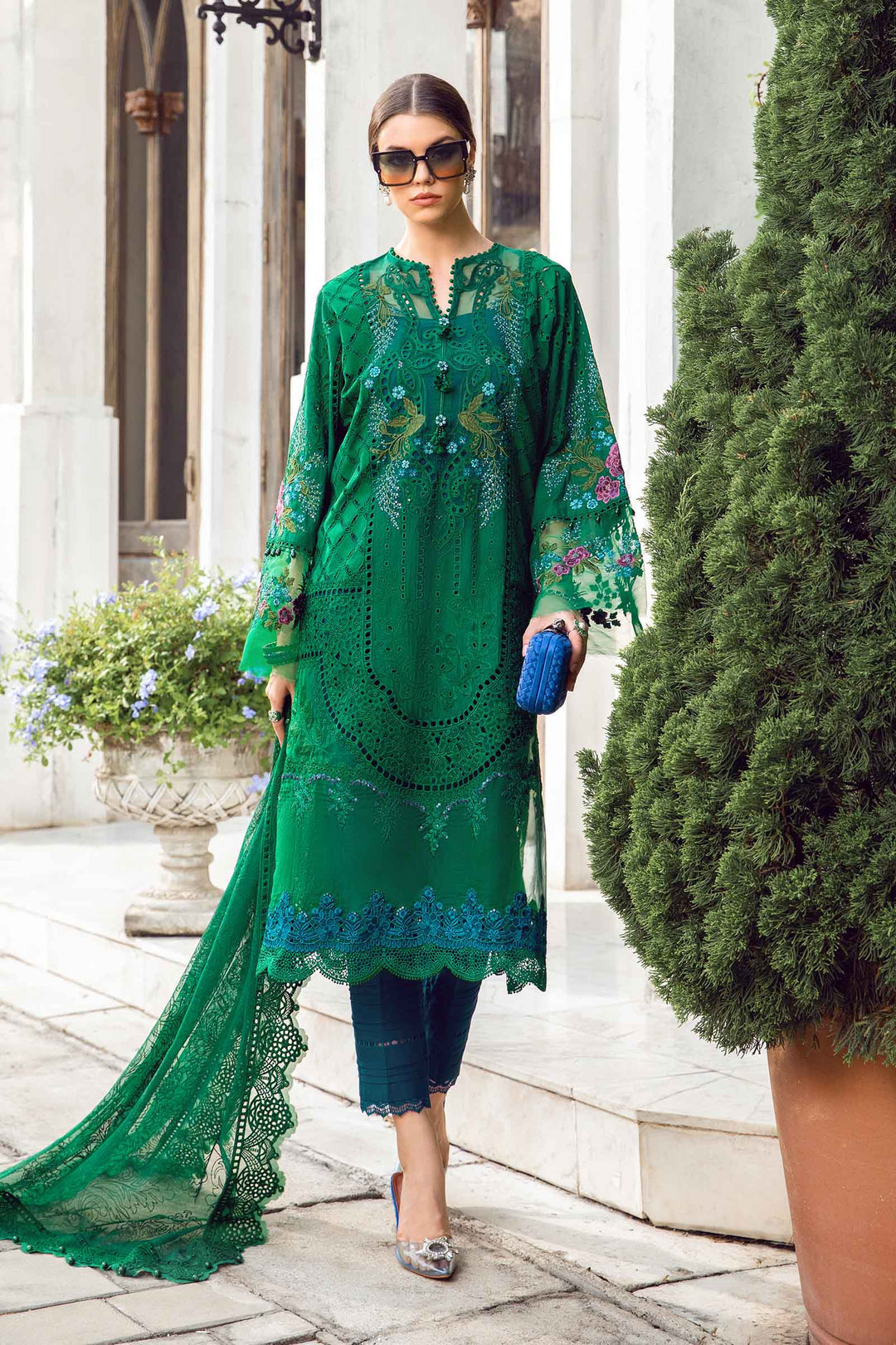 Maria.B Embroidered Chikankari Luxury Lawn Collection- Emerald Green