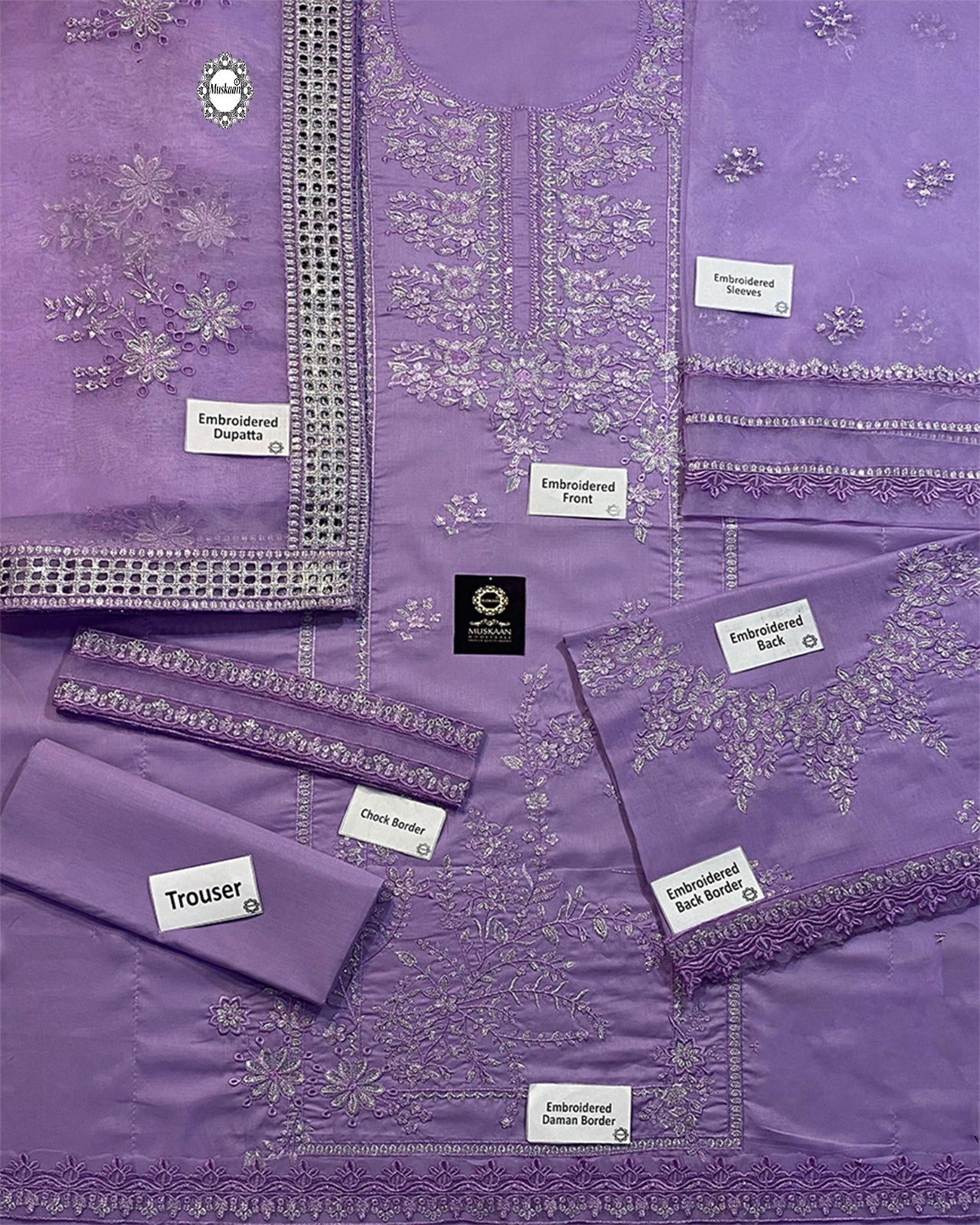 Mushq Embroidered Luxury Lawn Collection- Lavender