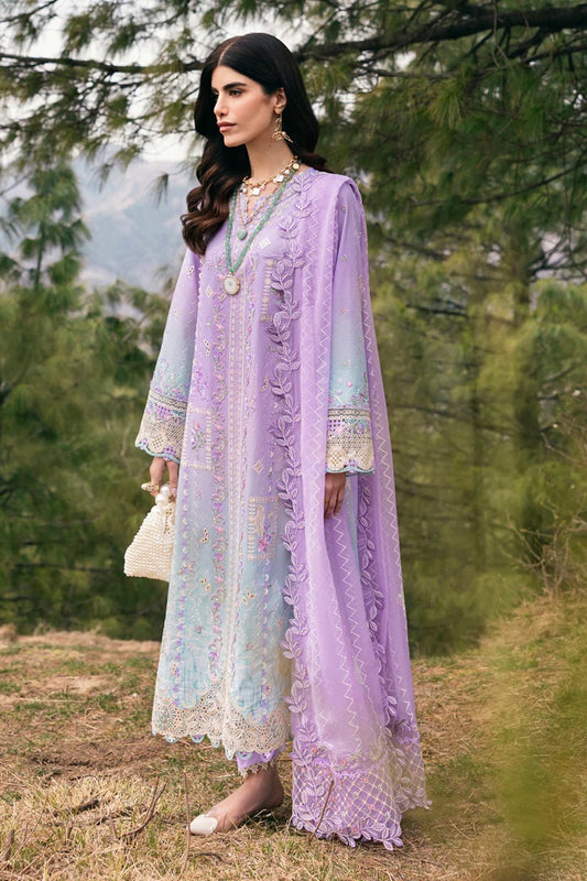 Qalamkar Luxury Lawn Chikankari Collection- Lilac & Sky Blue