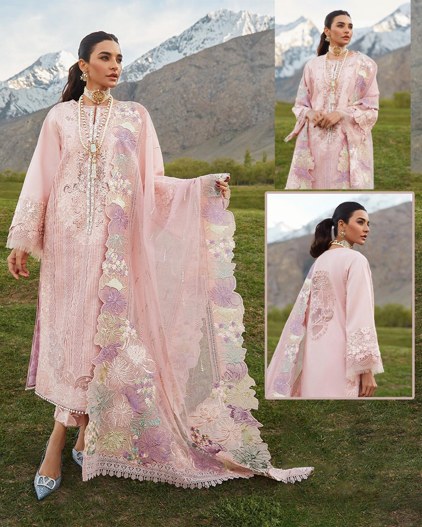 Crimson Embroidered Lawn Collection- Teapink