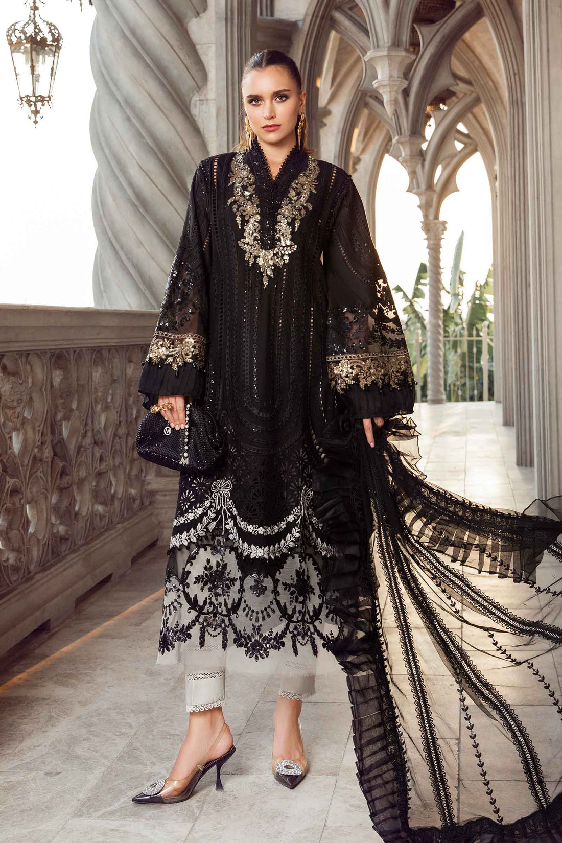 Maria.B Embroidered Chikankari Luxury Lawn Collection- Black