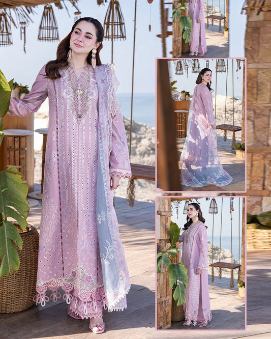 Qalamkar Embroidered Chikankari Luxury Lawn Collection- Onion Pink & Skyblue
