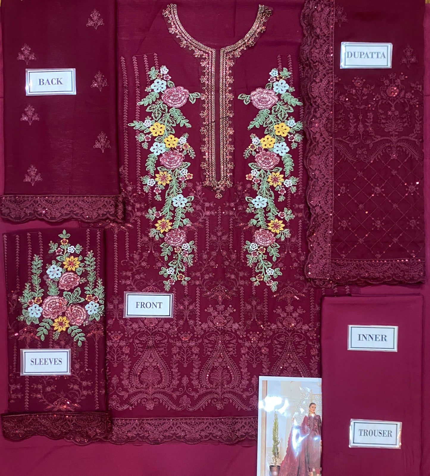 Maria B Chiffon Maroon