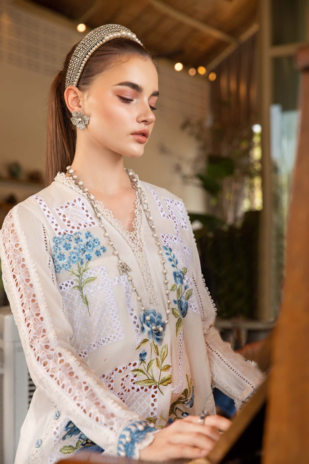Maria.B Embroidered Chikankari Collection- Snow White & Blue