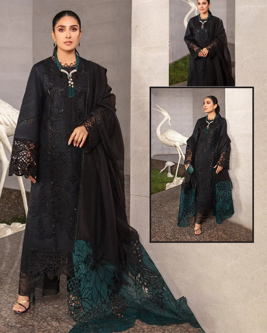 Rang Rasiya Embroidered Chikankari Luxury Lawn Collection- Black & Seagreen