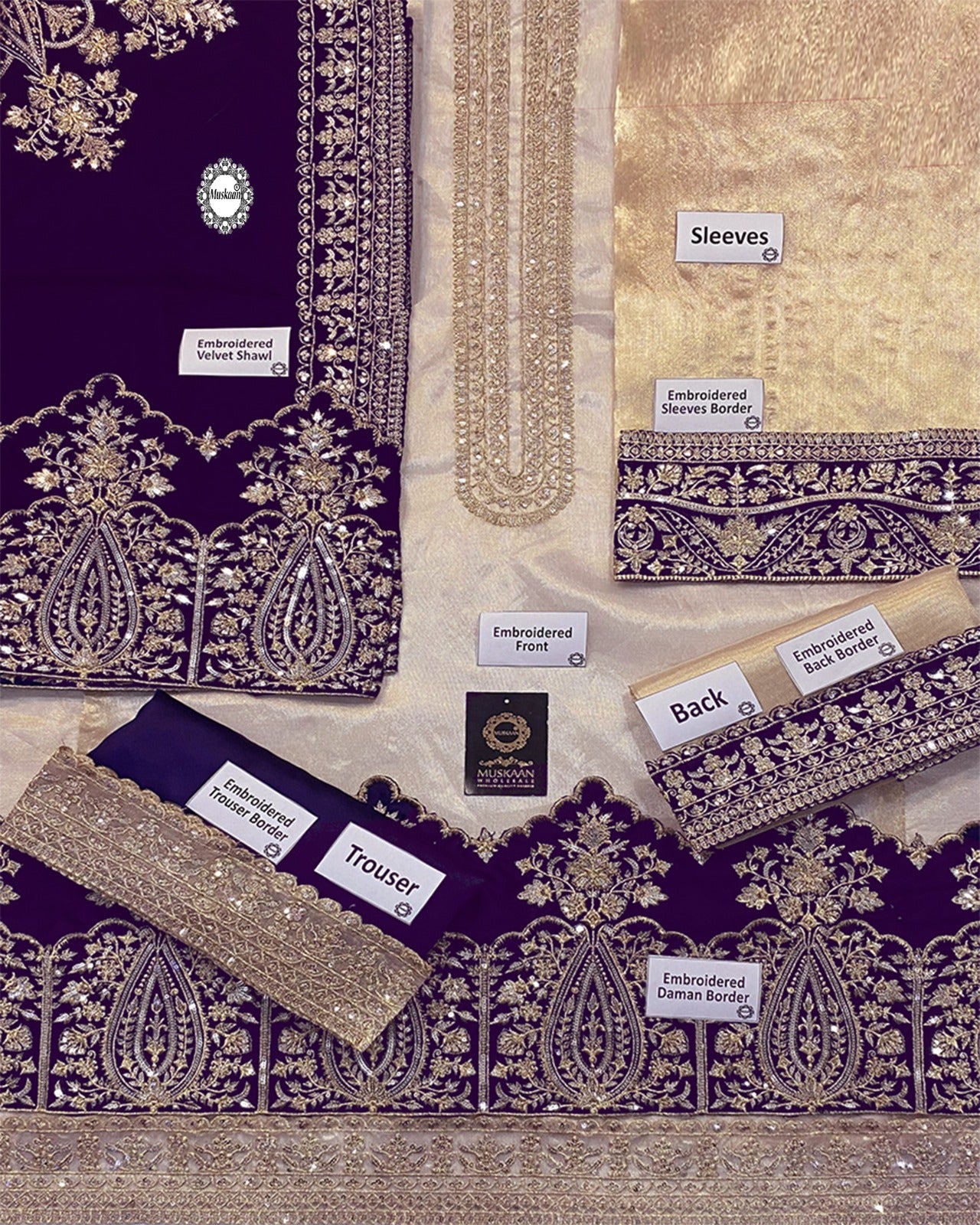 Zainab Chottani Velvet Festive Wedding Collection -Gold & Indigo